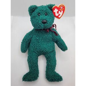 Ty Beanie Baby 2001 Holiday Teddy - Green, NWT, DOB 12/24/2000 Rare